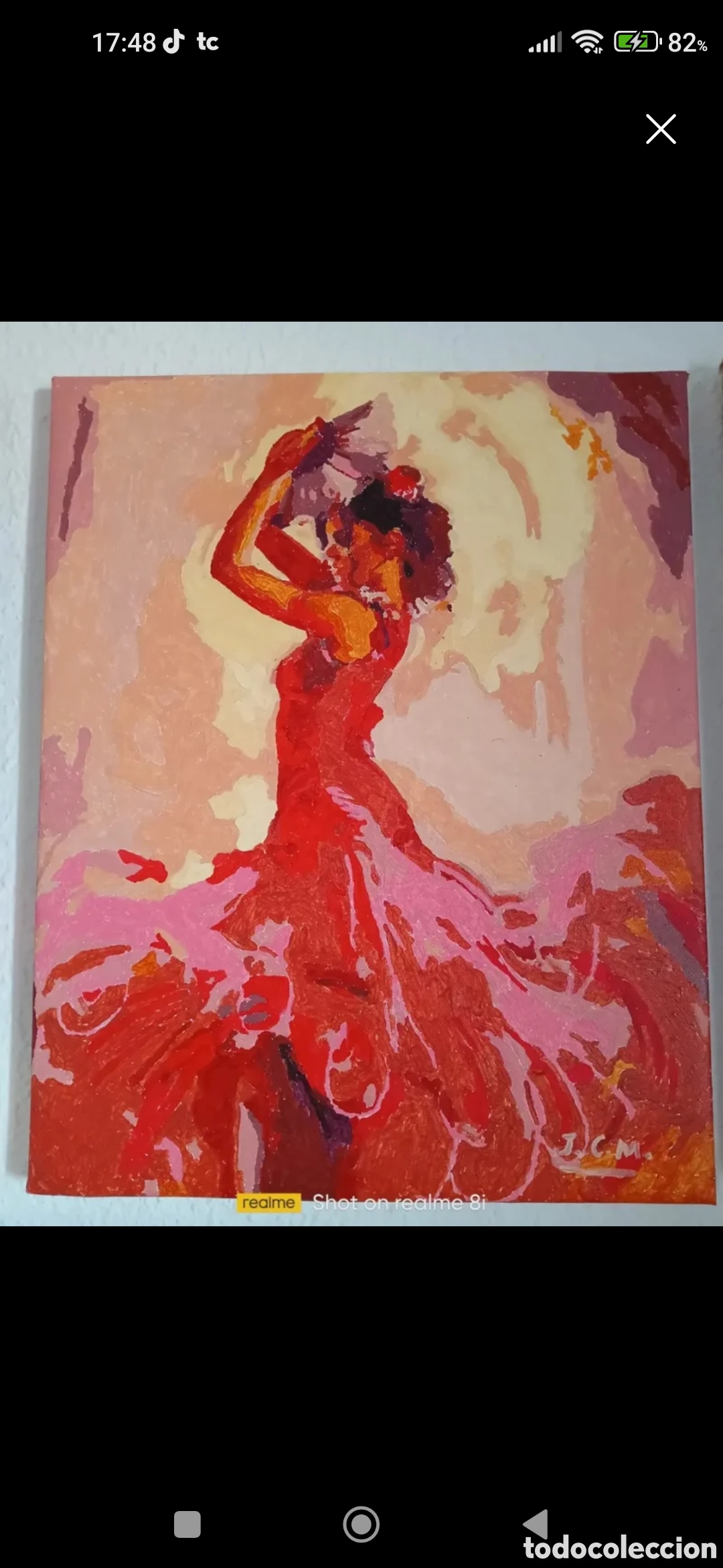 Arte: Cuadro de mujer flamenca bailando - Foto 1