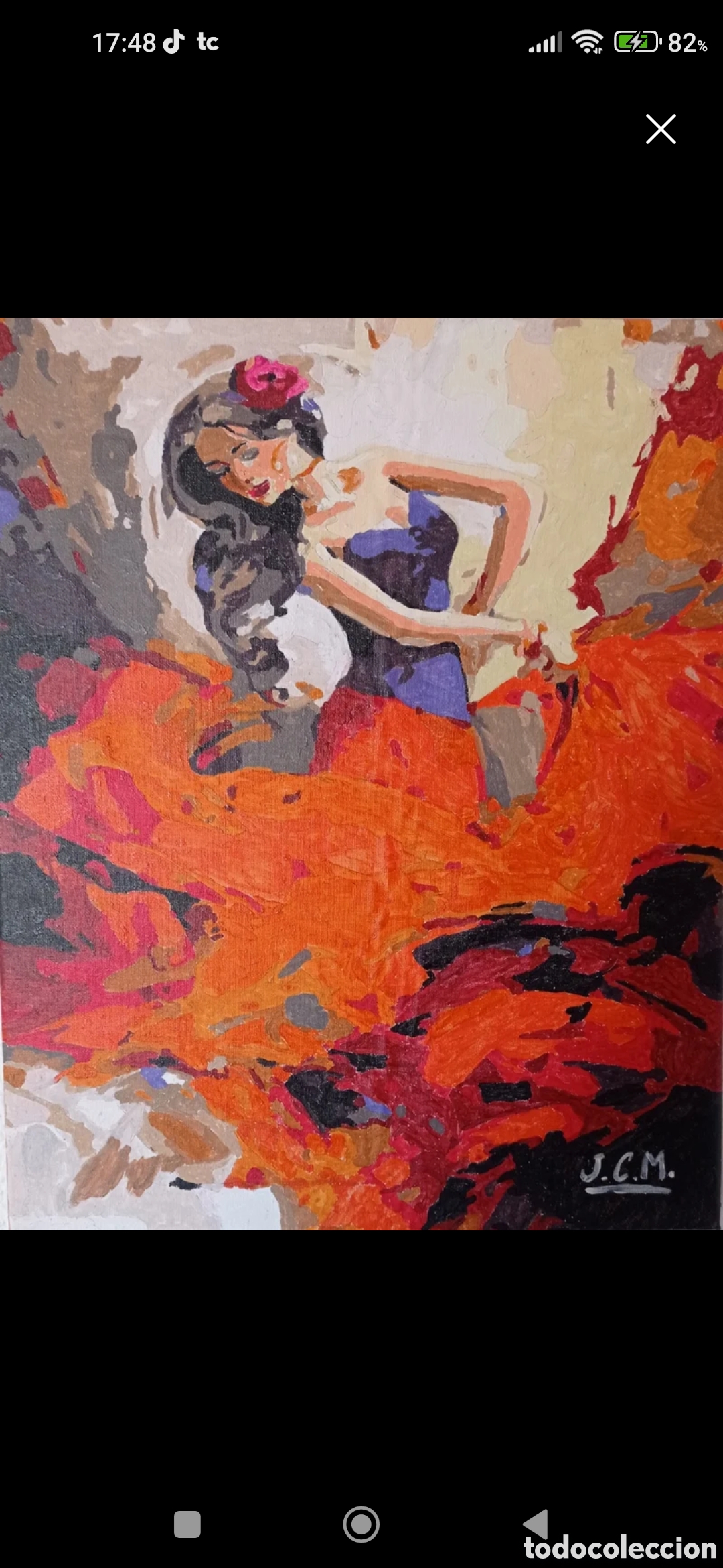 Arte: Cuadro de mujer flamenca bailando - Foto 1