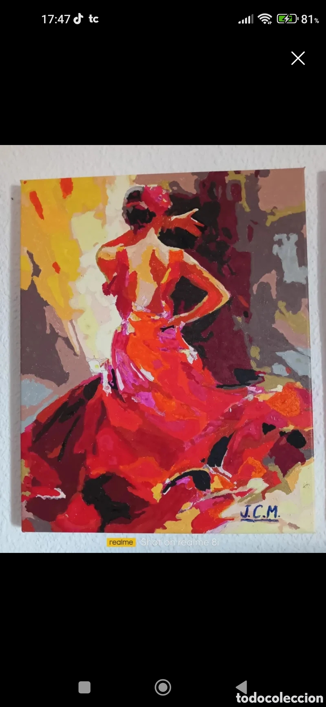 Arte: Cuadro de mujer flamenca bailando - Foto 1