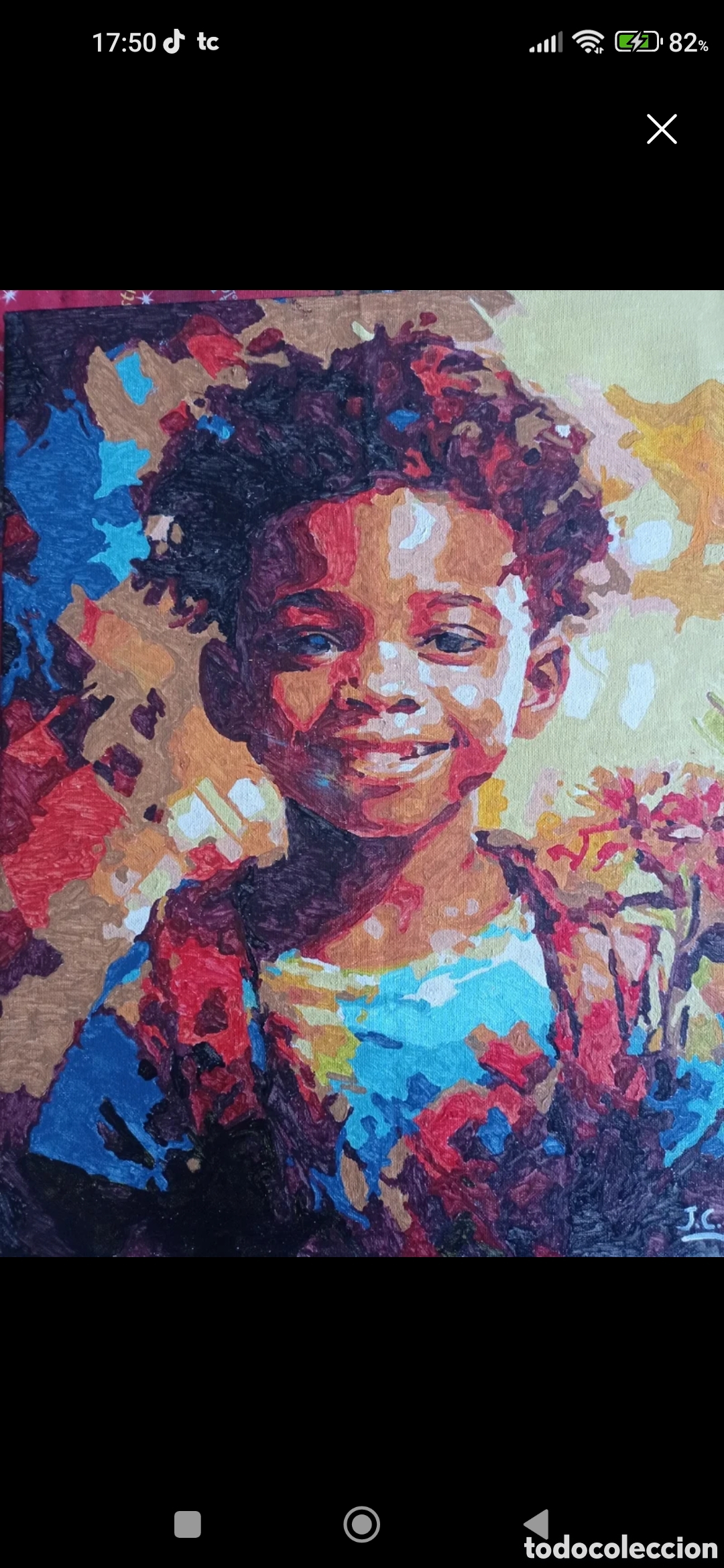 Arte: Cuadro de un ni&ntilde;o de raza negra - Foto 1
