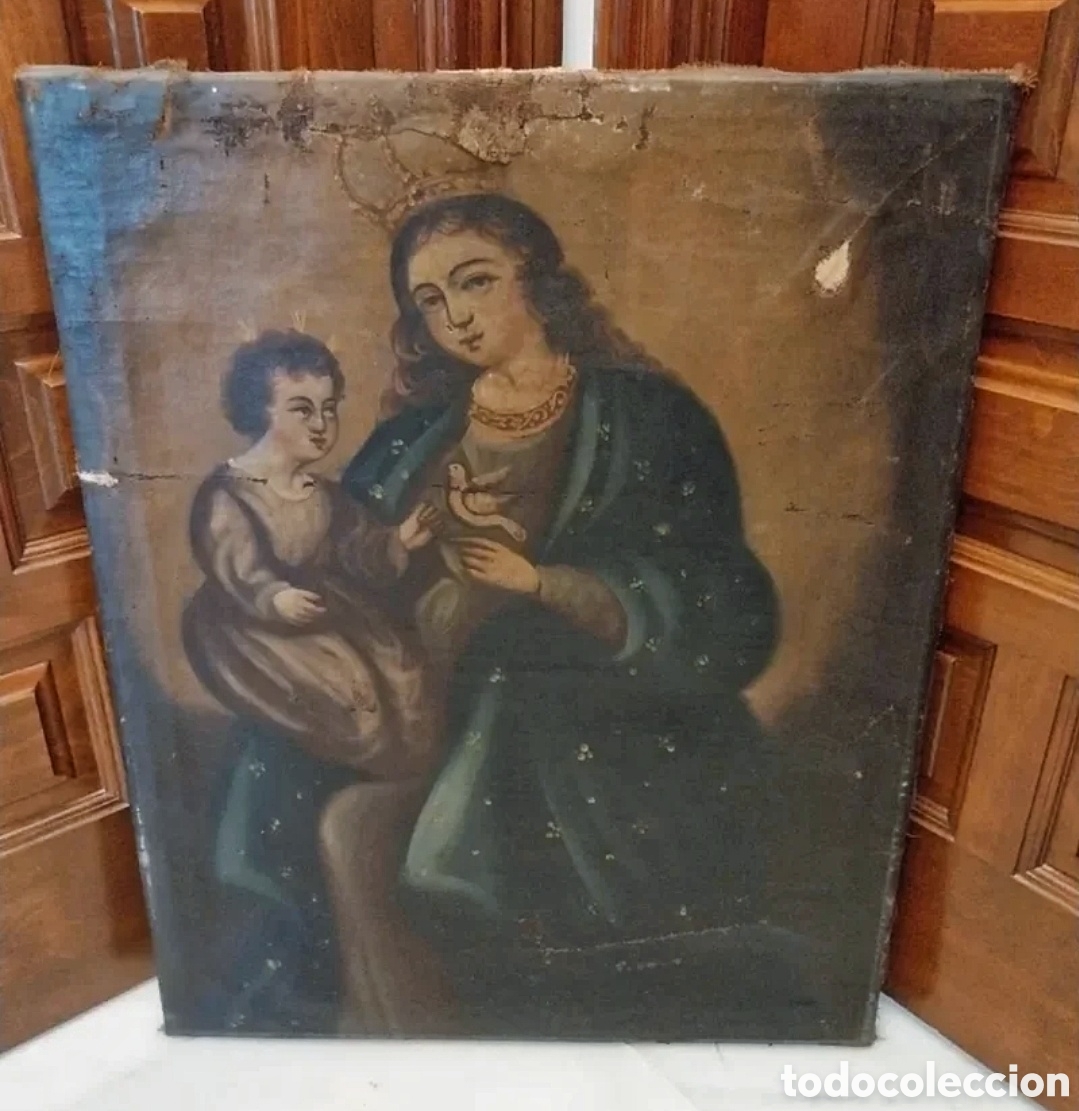 Arte: Virgen con el ni&ntilde;o. &Oacute;leo sobre liezo - Foto 1