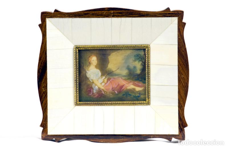 Arte: LOUIS. MINIATURA RECTANGULAR SOBRE PLACA RECTANGULAR. SIGLO XIX. - LOUIS. Siglo XIX - Foto 3