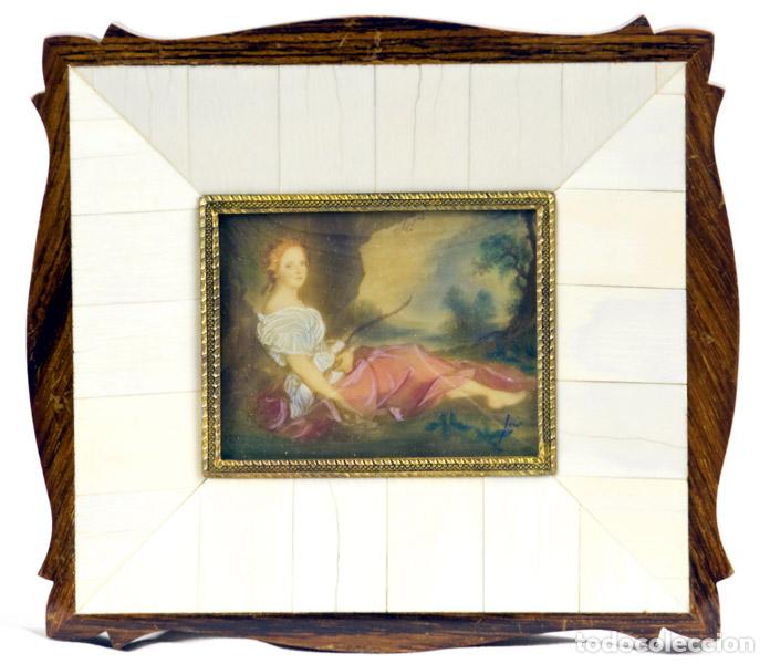 Arte: LOUIS. MINIATURA RECTANGULAR SOBRE PLACA RECTANGULAR. SIGLO XIX. - LOUIS. Siglo XIX - Foto 1