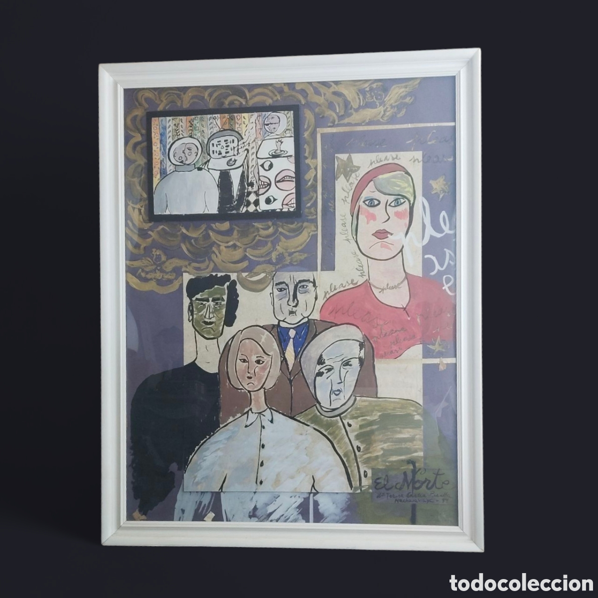 Arte: Cuadro Collage al &Oacute;leo Vintage. - Foto 1