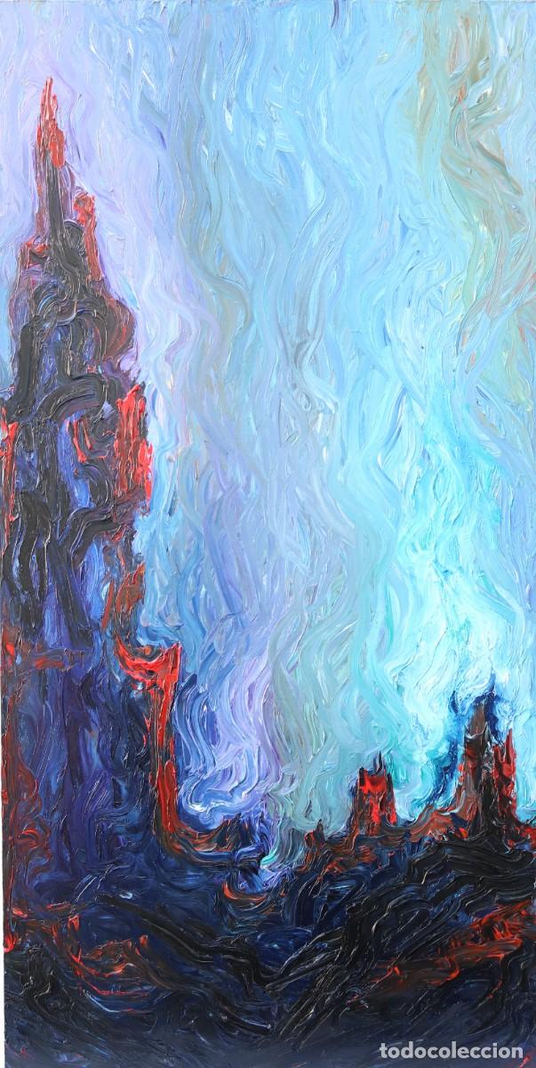 Arte: Torre del norte. &Oacute;leo sobre madera. - Foto 1