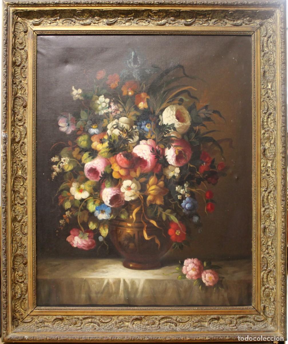 Arte: Flores - An&oacute;nimo - &Oacute;leo sobre lienzo - Foto 1