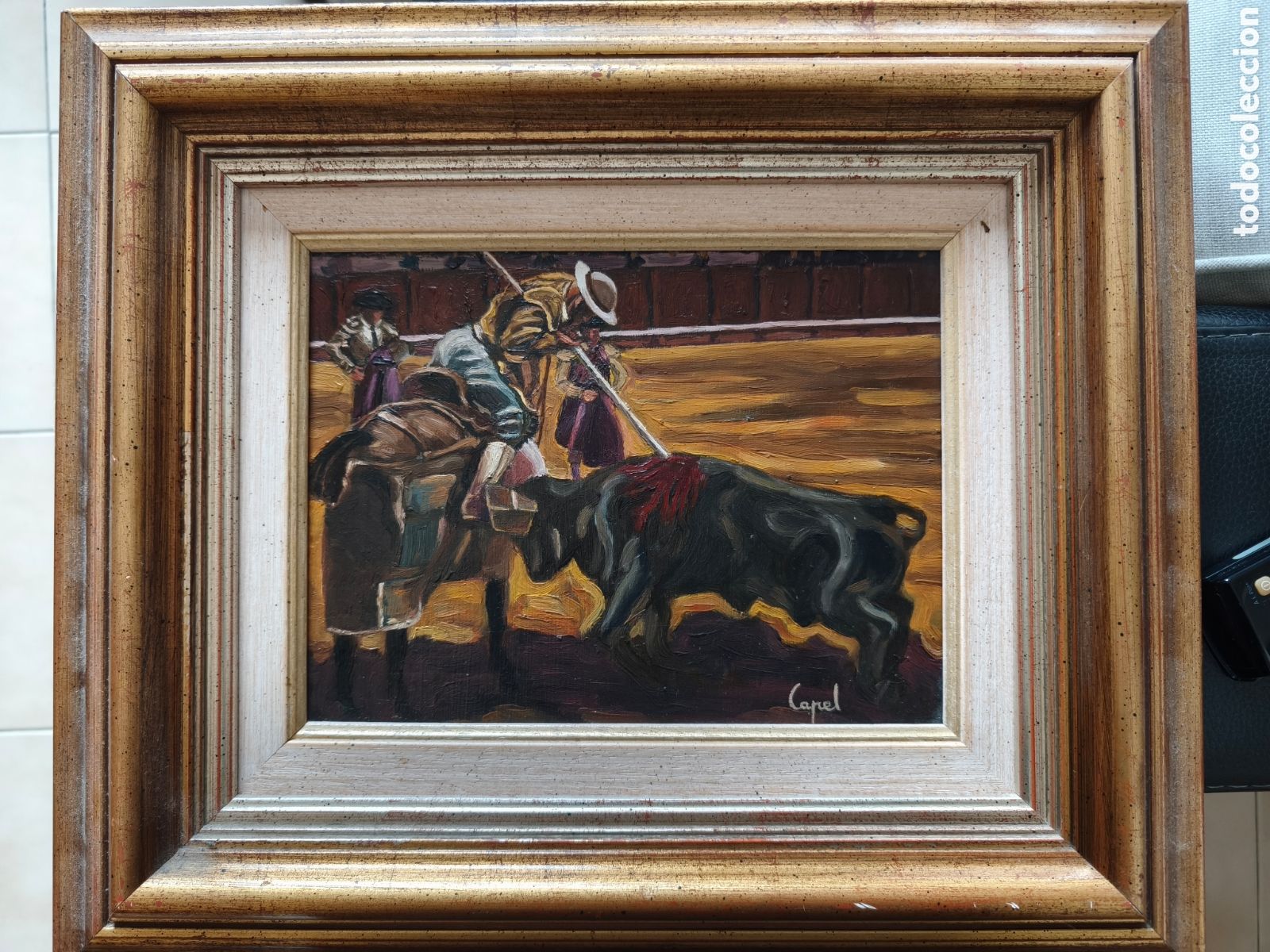 Arte: Oleo sobre tabla Toros Picador - Foto 1