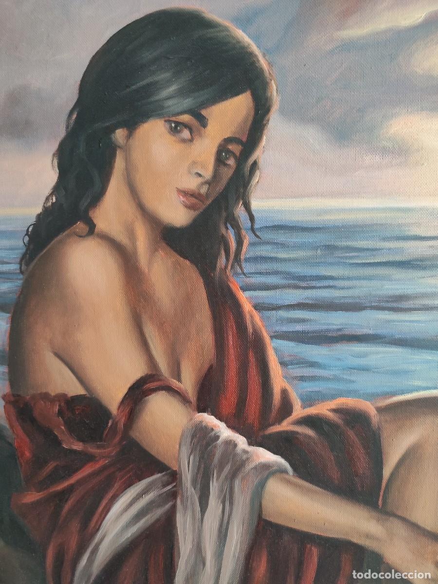 Arte: Mujer en la playa, &oacute;leo del pintor Sala - Foto 5