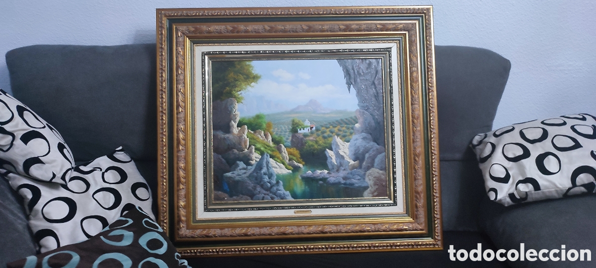 Arte: &Oacute;leo &rdquo;Paisaje de Roca y Ribera&rdquo; - Foto 2