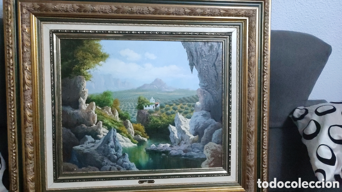 Arte: &Oacute;leo &rdquo;Paisaje de Roca y Ribera&rdquo; - Foto 4