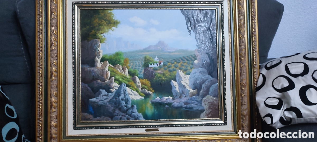 Arte: &Oacute;leo &rdquo;Paisaje de Roca y Ribera&rdquo; - Foto 1