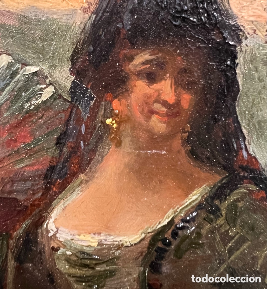 Arte: &ldquo;Majos&rdquo;, &oacute;leo sobre tabla, S.XIX - Foto 4
