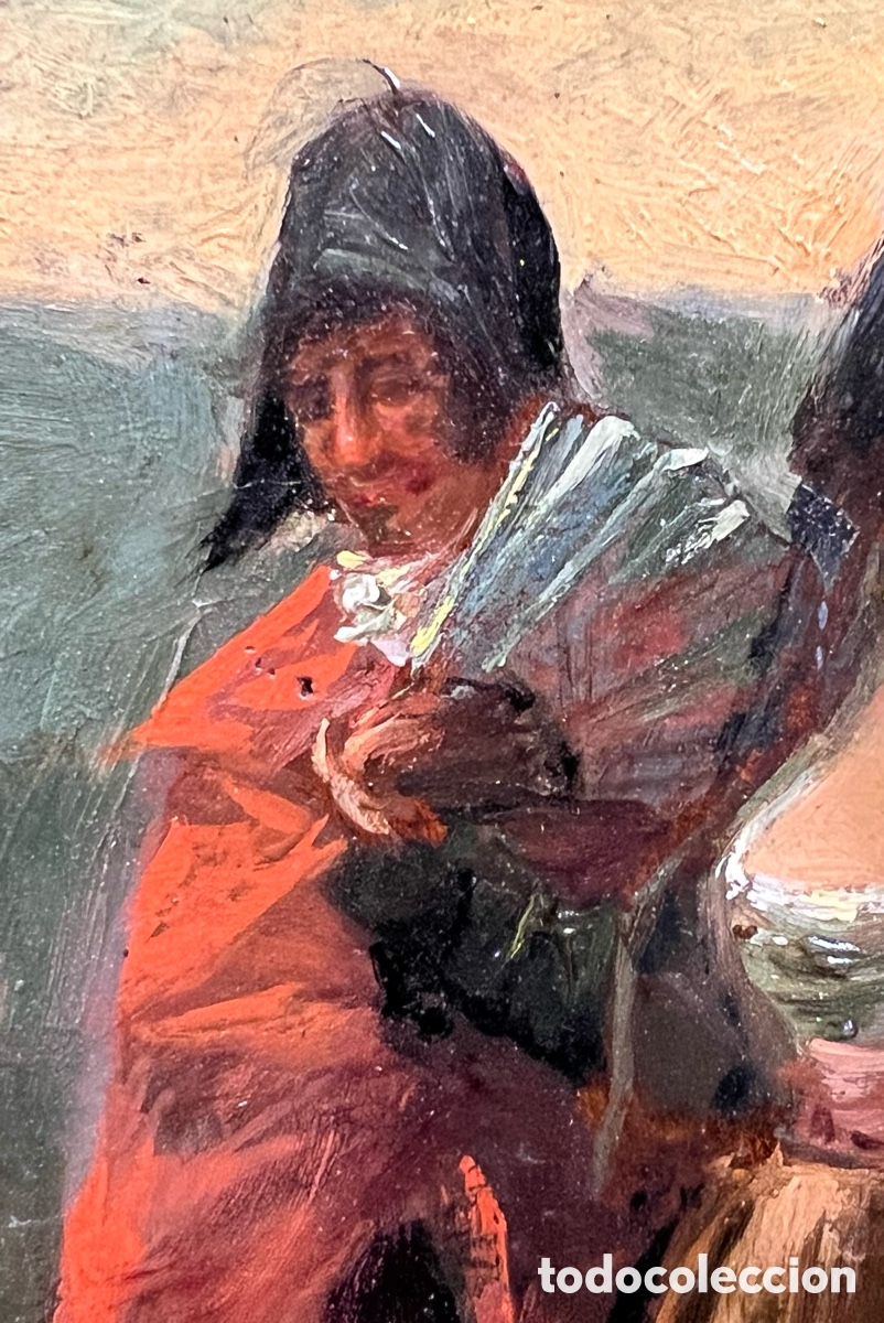 Arte: &ldquo;Majos&rdquo;, &oacute;leo sobre tabla, S.XIX - Foto 5