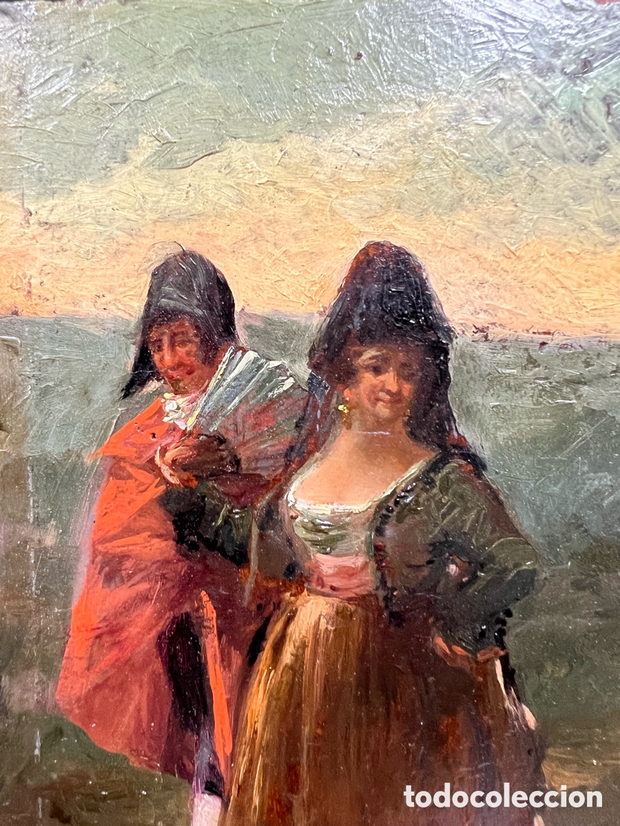 Arte: &ldquo;Majos&rdquo;, &oacute;leo sobre tabla, S.XIX - Foto 7