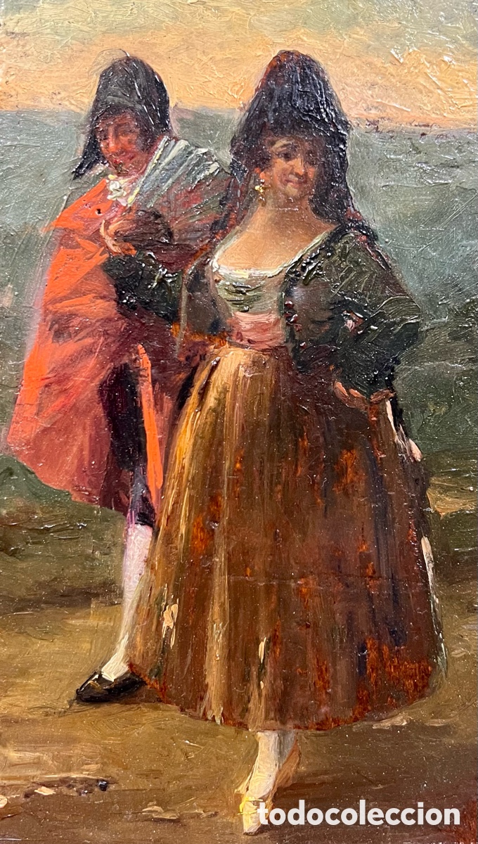 Arte: &ldquo;Majos&rdquo;, &oacute;leo sobre tabla, S.XIX - Foto 8