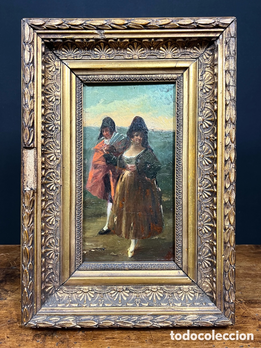 Arte: &ldquo;Majos&rdquo;, &oacute;leo sobre tabla, S.XIX - Foto 9