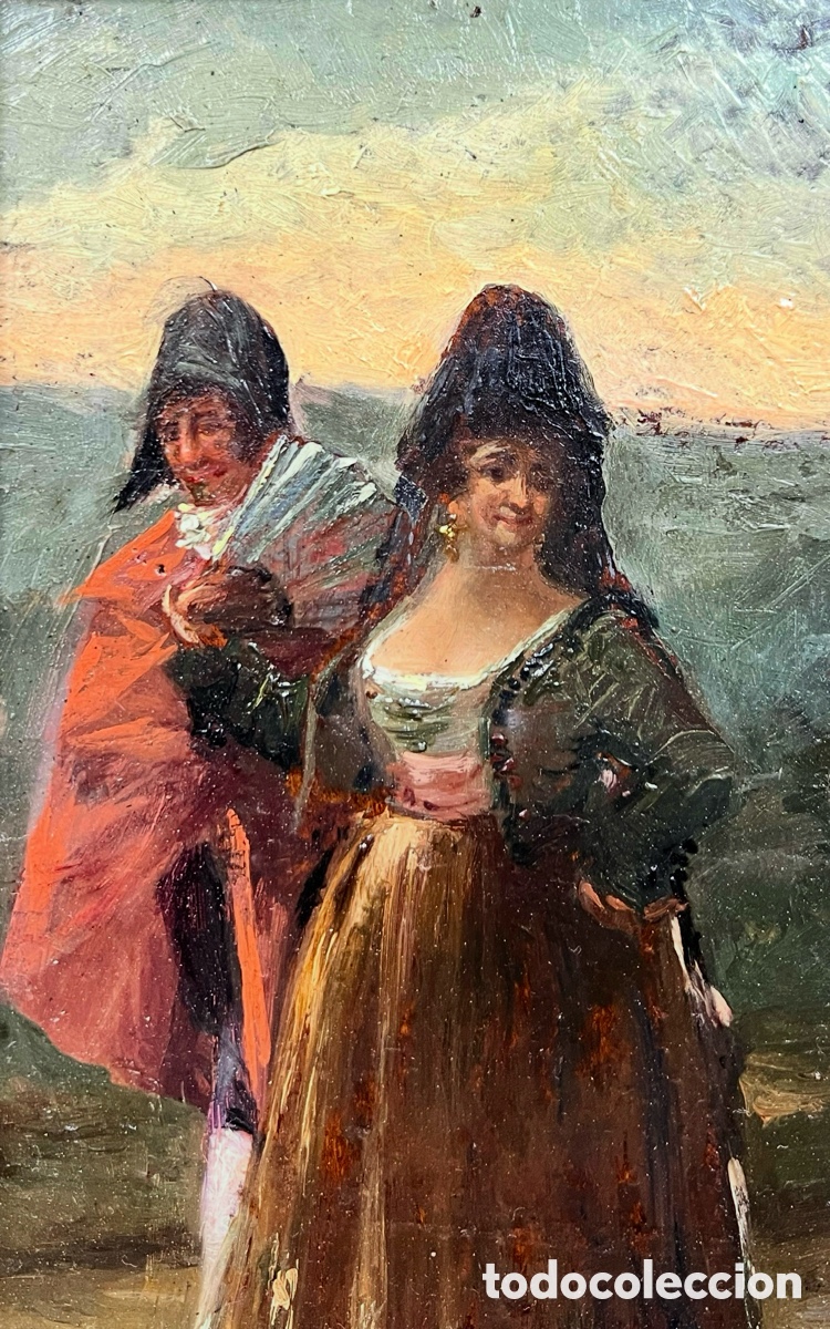 Arte: &ldquo;Majos&rdquo;, &oacute;leo sobre tabla, S.XIX - Foto 12