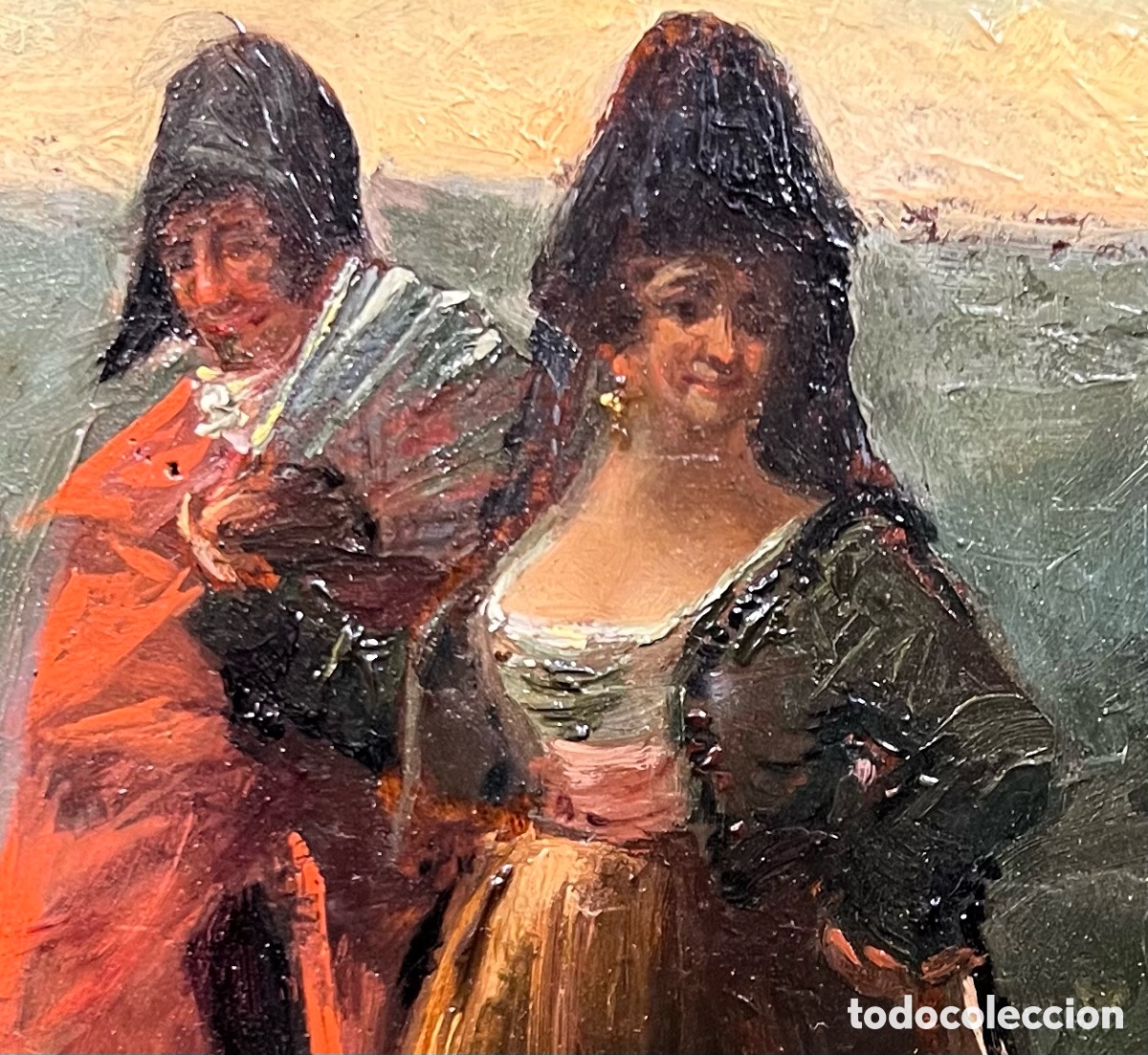 Arte: &ldquo;Majos&rdquo;, &oacute;leo sobre tabla, S.XIX - Foto 16