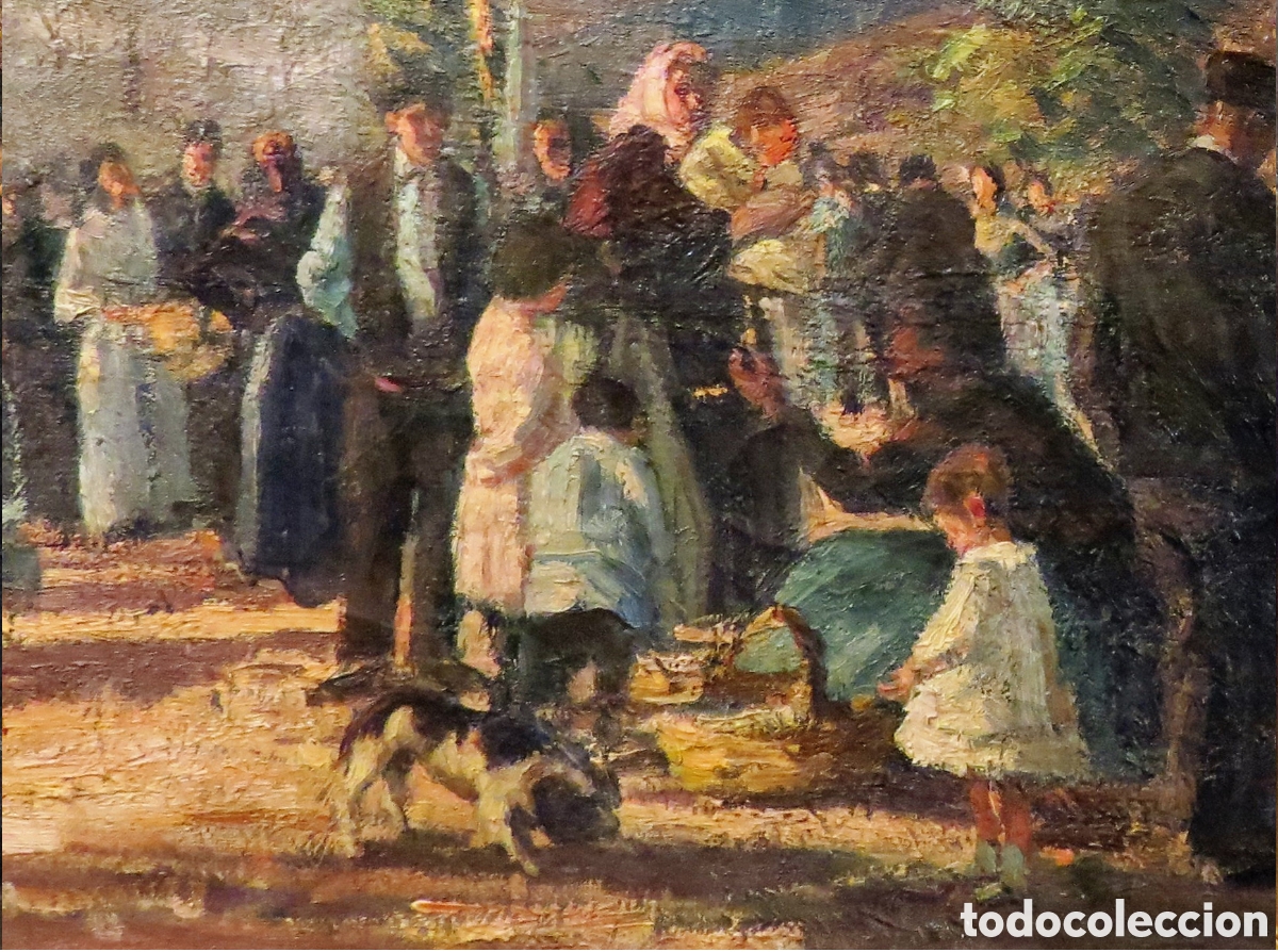 Arte: &Oacute;LEO SOBRE LIENZO COSTUMBRISTA - Foto 3