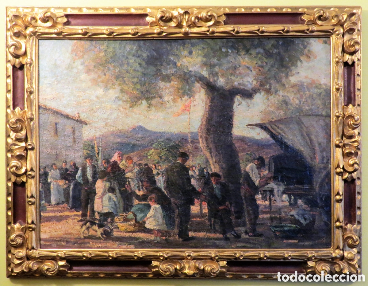 Arte: &Oacute;LEO SOBRE LIENZO COSTUMBRISTA - Foto 1