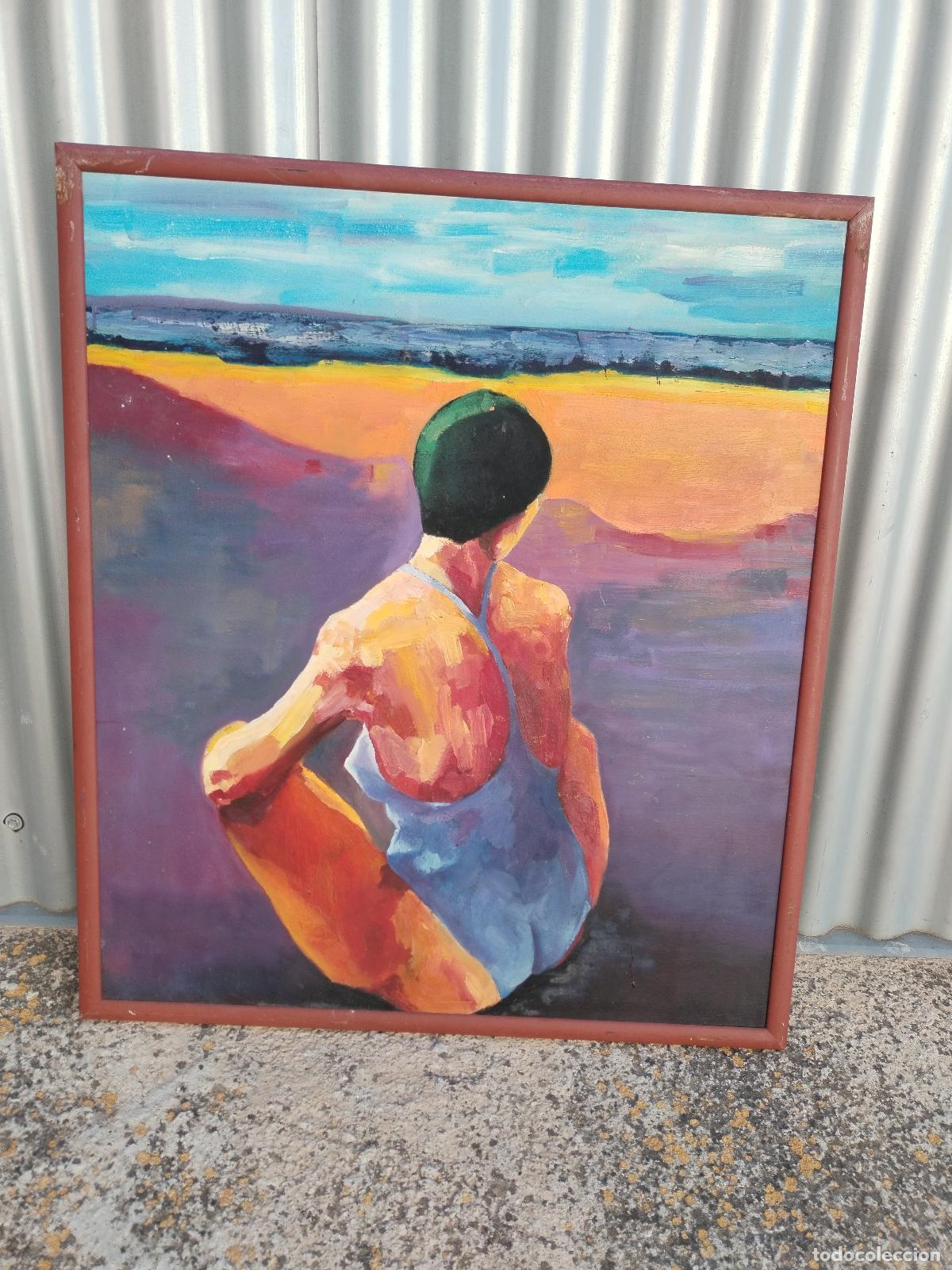 Arte: mujer en ba&ntilde;ador anonimo oleo-taba - Foto 2