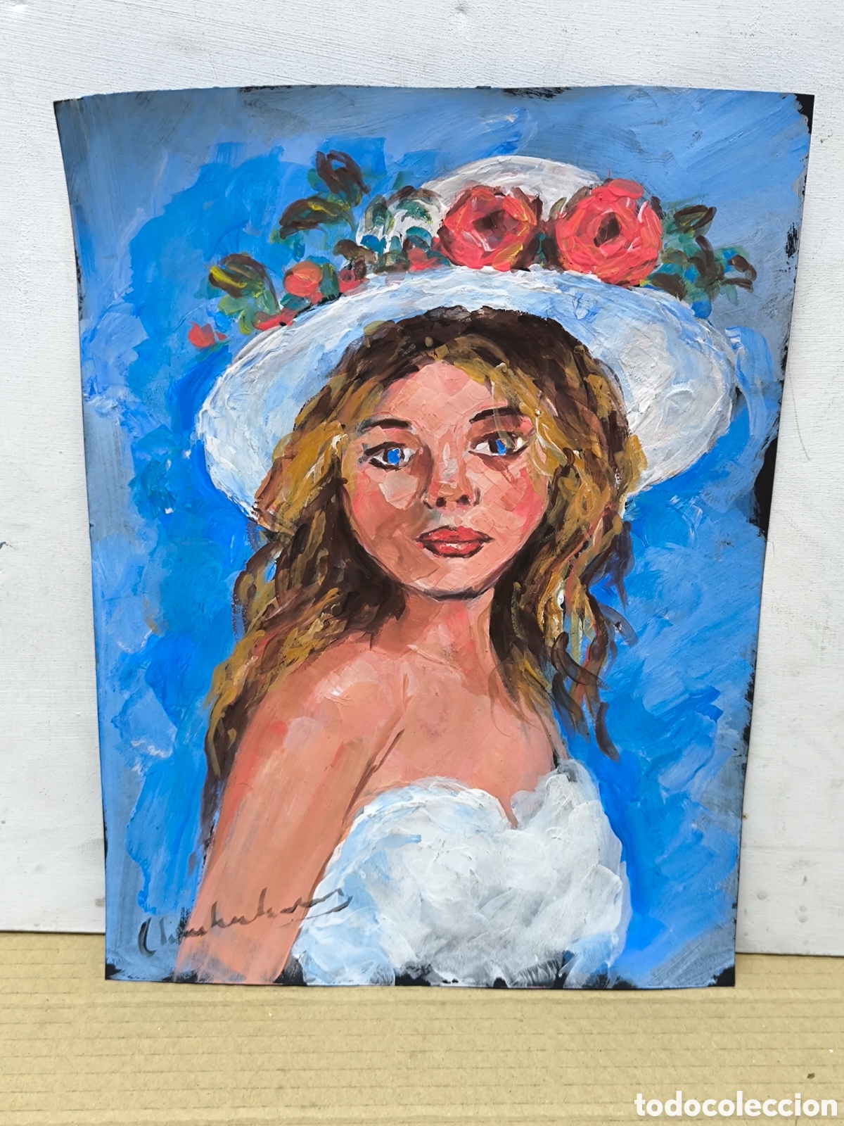 Arte: Se&ntilde;orita con sombrero en primavera ( art )