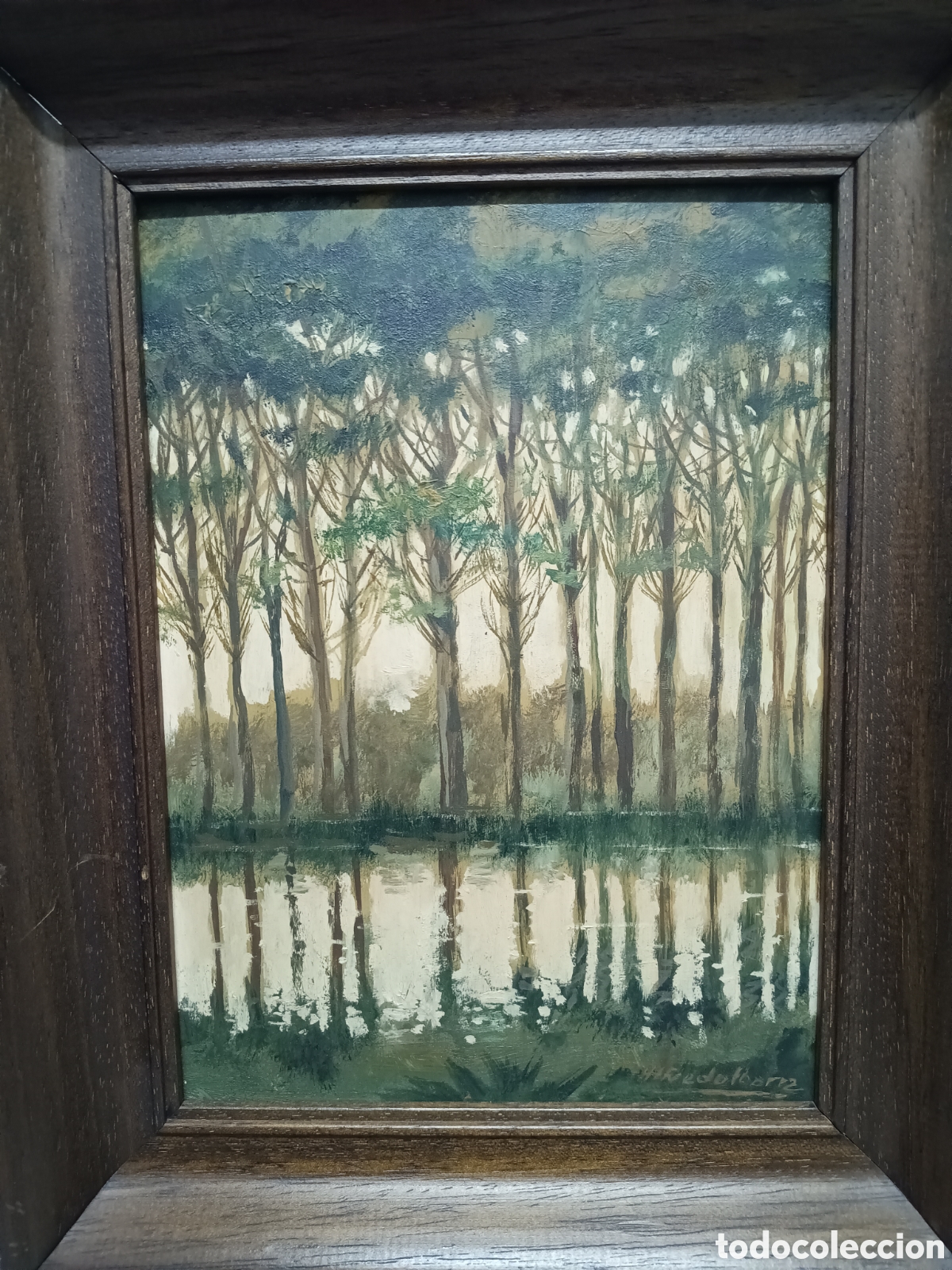 Arte: CUADRO ENMARCADO - 34x29cm - REFLEJO DE &Aacute;RBOLES - FIRMADO POR ALFREDO IBARRA