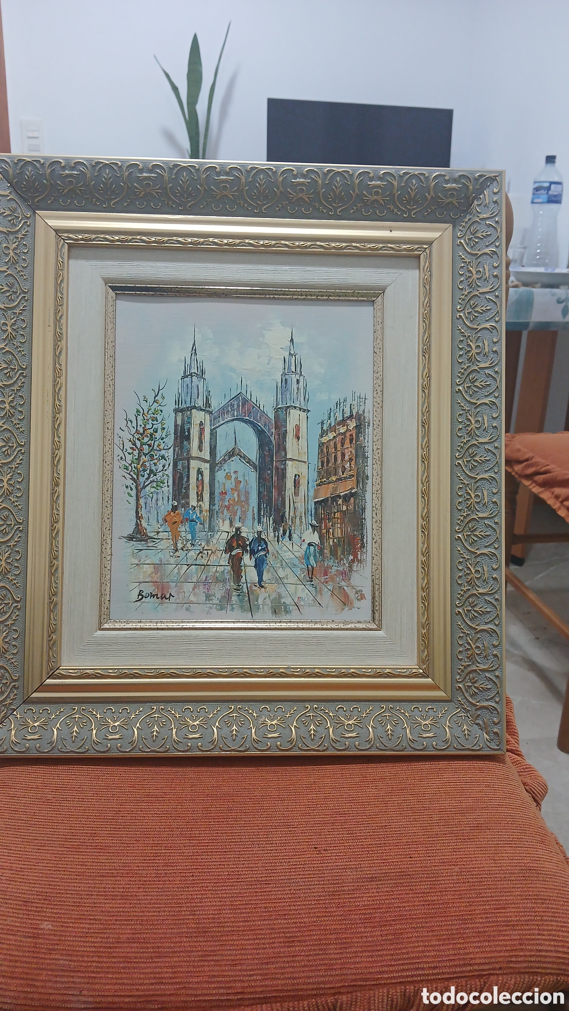 Arte: Oleo en tabla firmado bomar - Foto 2