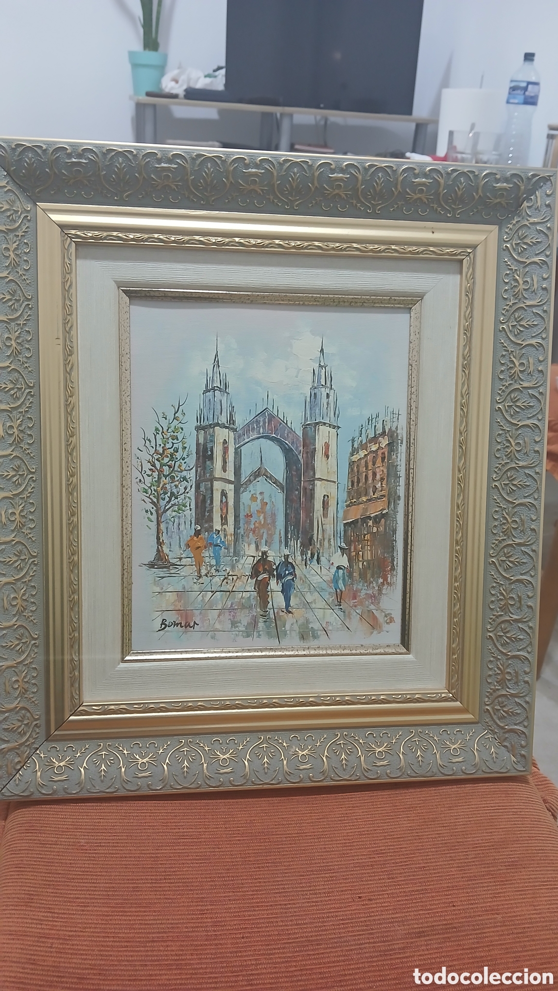 Arte: Oleo en tabla firmado bomar - Foto 4