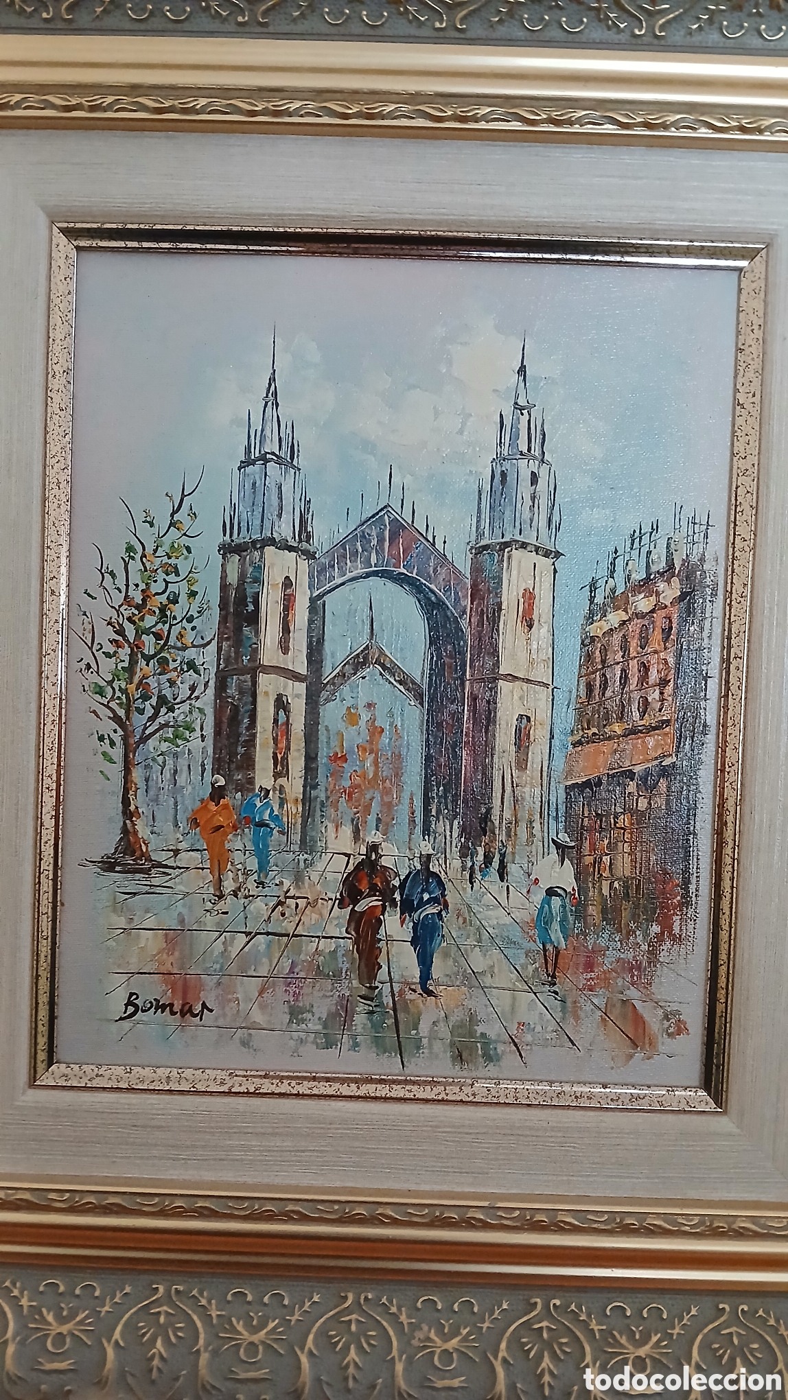 Arte: Oleo en tabla firmado bomar - Foto 5