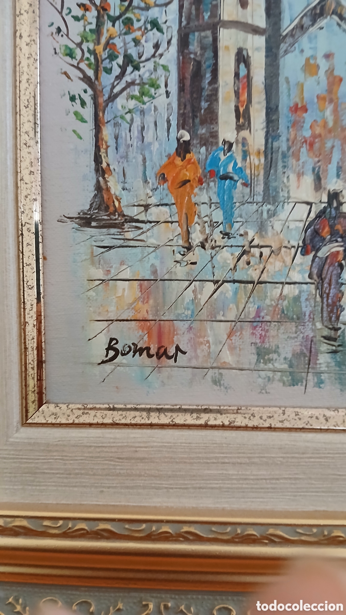 Arte: Oleo en tabla firmado bomar - Foto 6