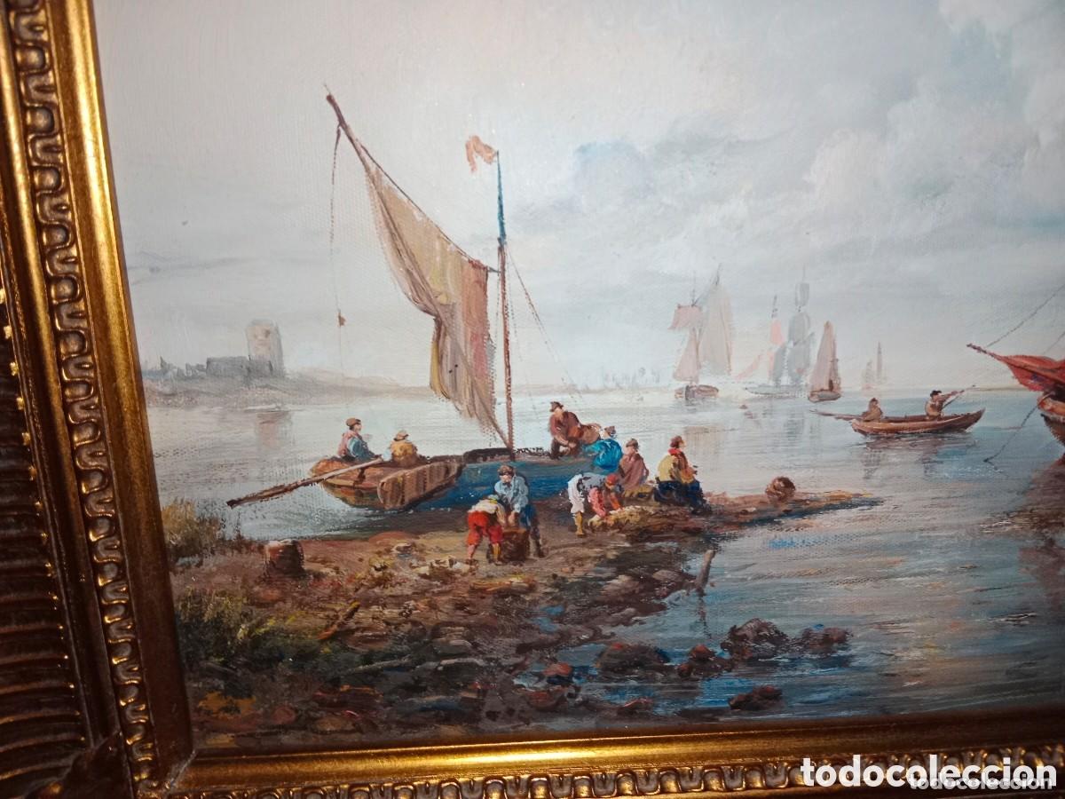 Kunst: Cuadro oleo sobre lienzo.Marina.59x49 cm. Anonimo..