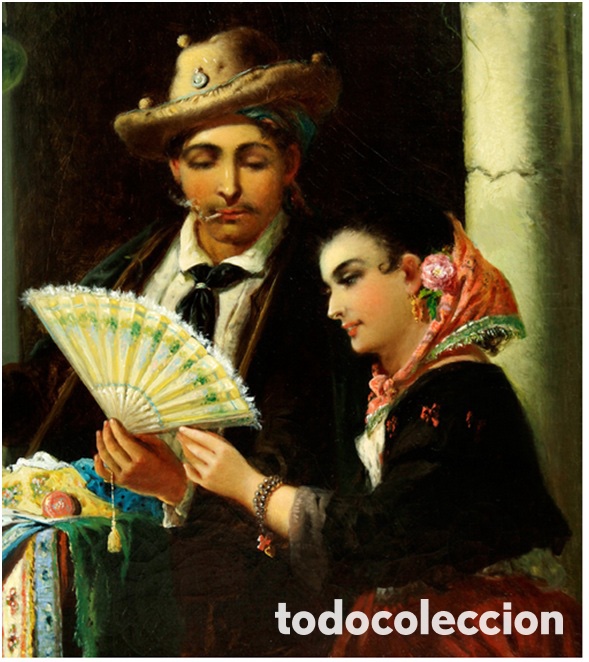 Arte: Vendedor de abanicos &oacute;leo sobre lienzo - Foto 3