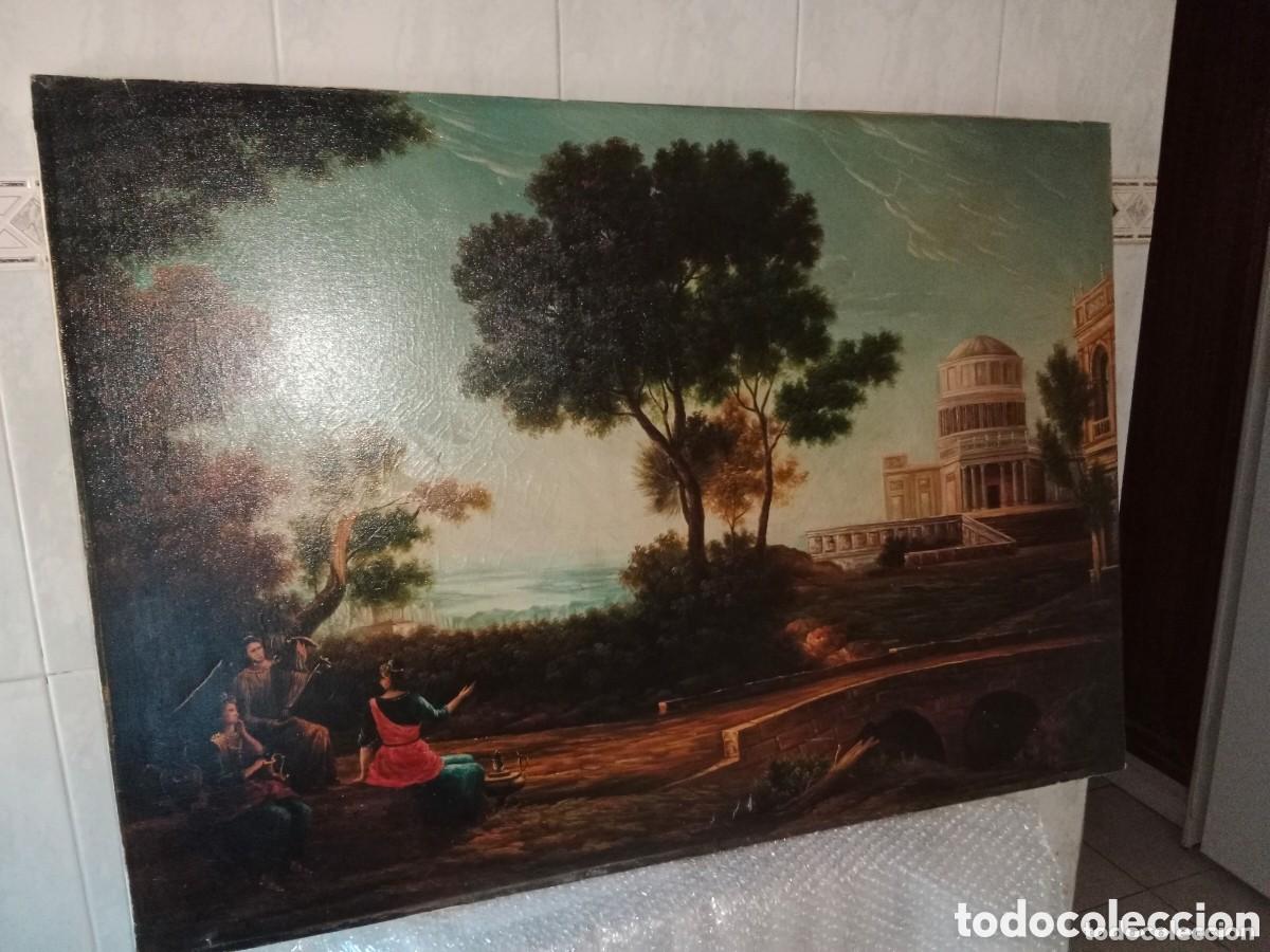 Arte: Oleo sobre lienzo, Procesi&oacute;n al Templo Apolo de Delos. Firmado. 100x70 cm..