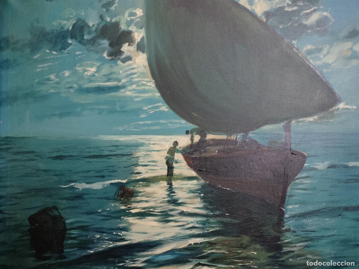 Kunst: PESCADORES EN LA NOCHE. FIRMADO HEVESI. &Oacute;LEO SOBRE LIENZO. ESPA&Ntilde;A (?). SIGLO XX.