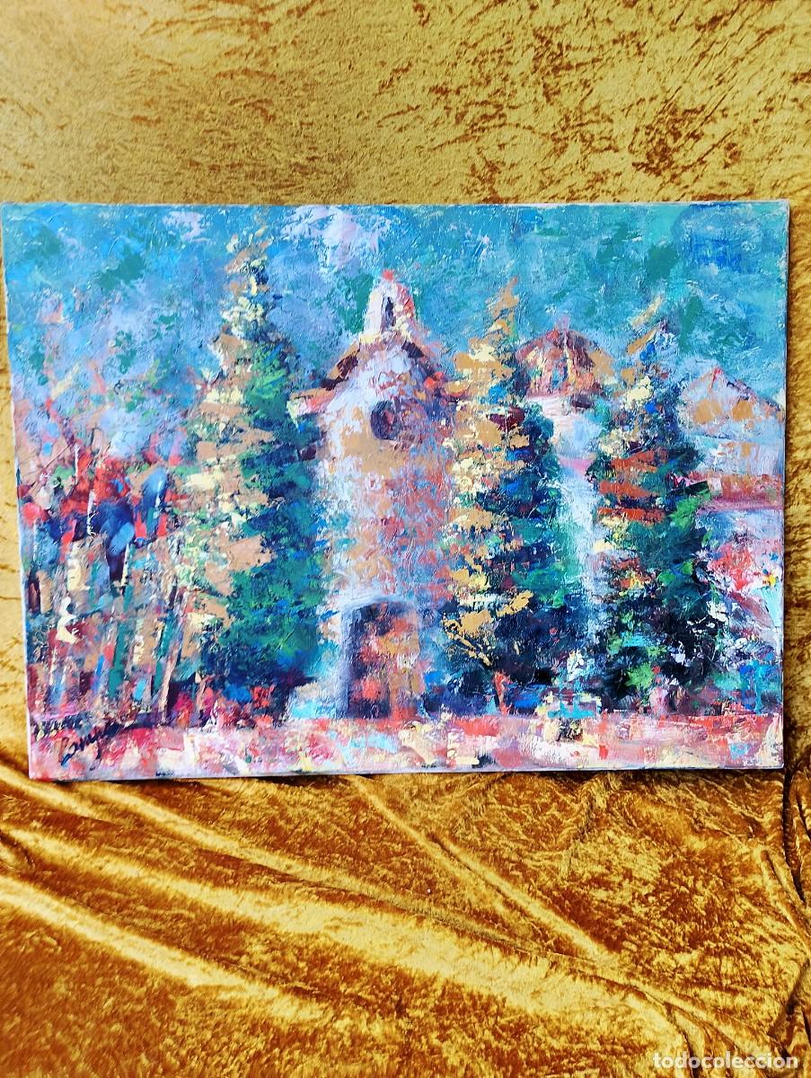 Kunst: Preciosa pintura al &oacute;leo -m&aacute;s bien fauvista- representando iglesia