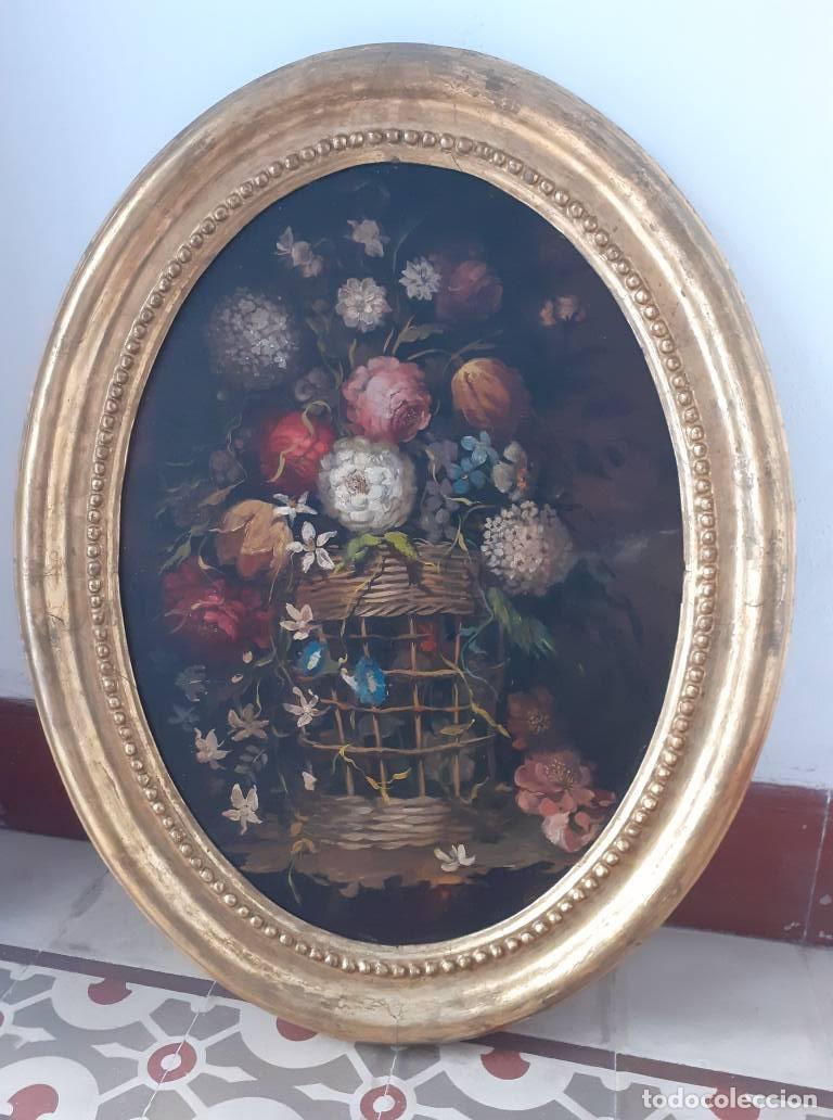 Arte: cuadro bodegon de flores antiguo