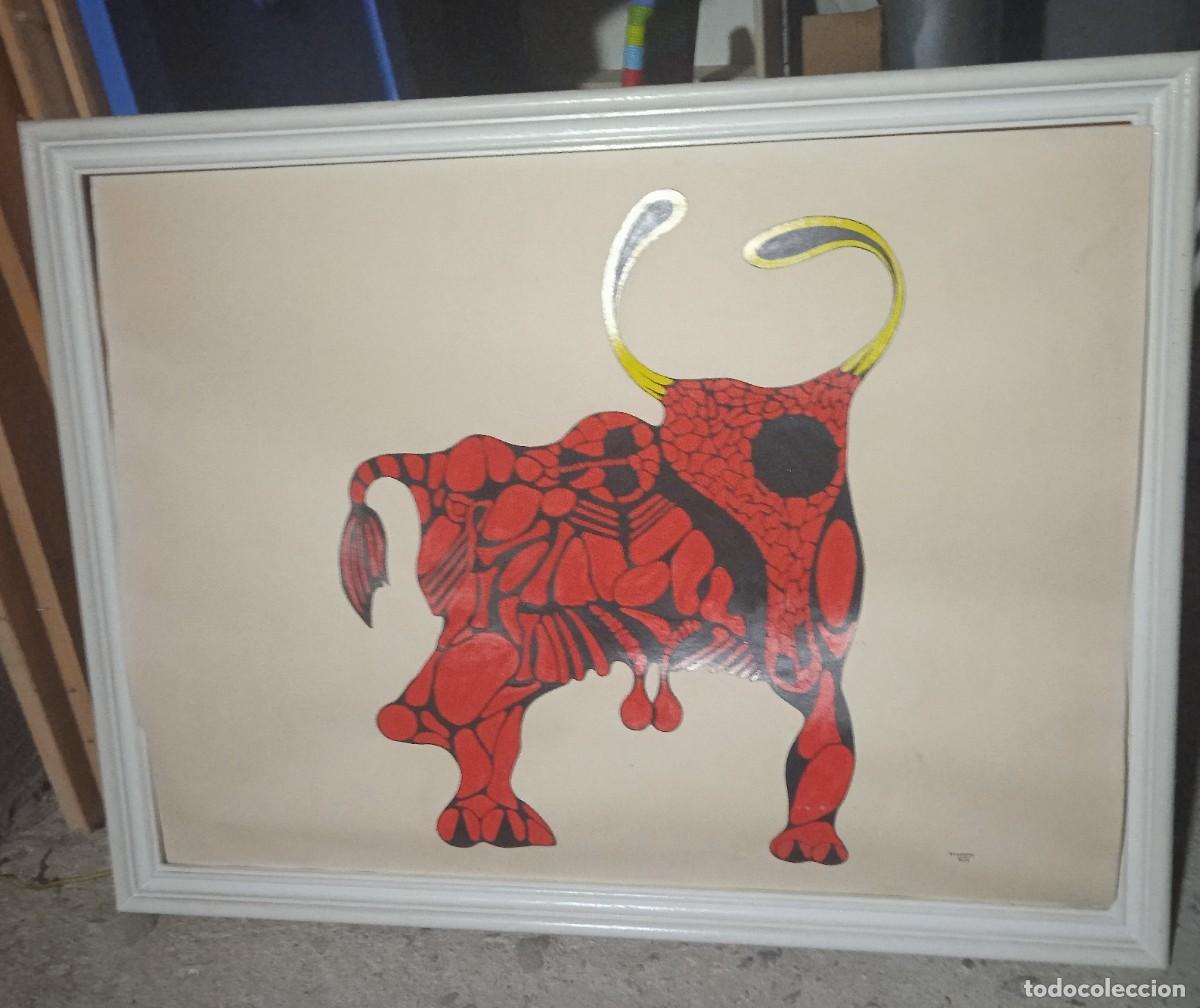 Arte: CUADRO TORO Y PAJARO - Foto 1