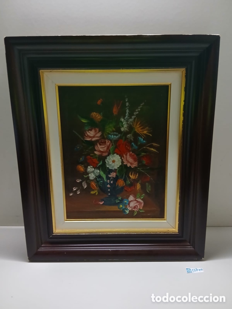 Arte: &Oacute;leo, bodeg&oacute;n de flores firmado - Foto 1