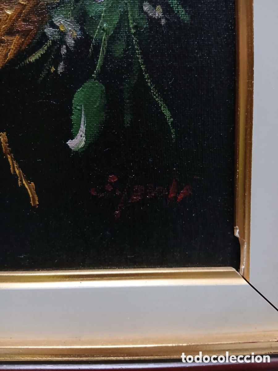 Arte: &Oacute;leo, bodeg&oacute;n de flores firmado - Foto 2
