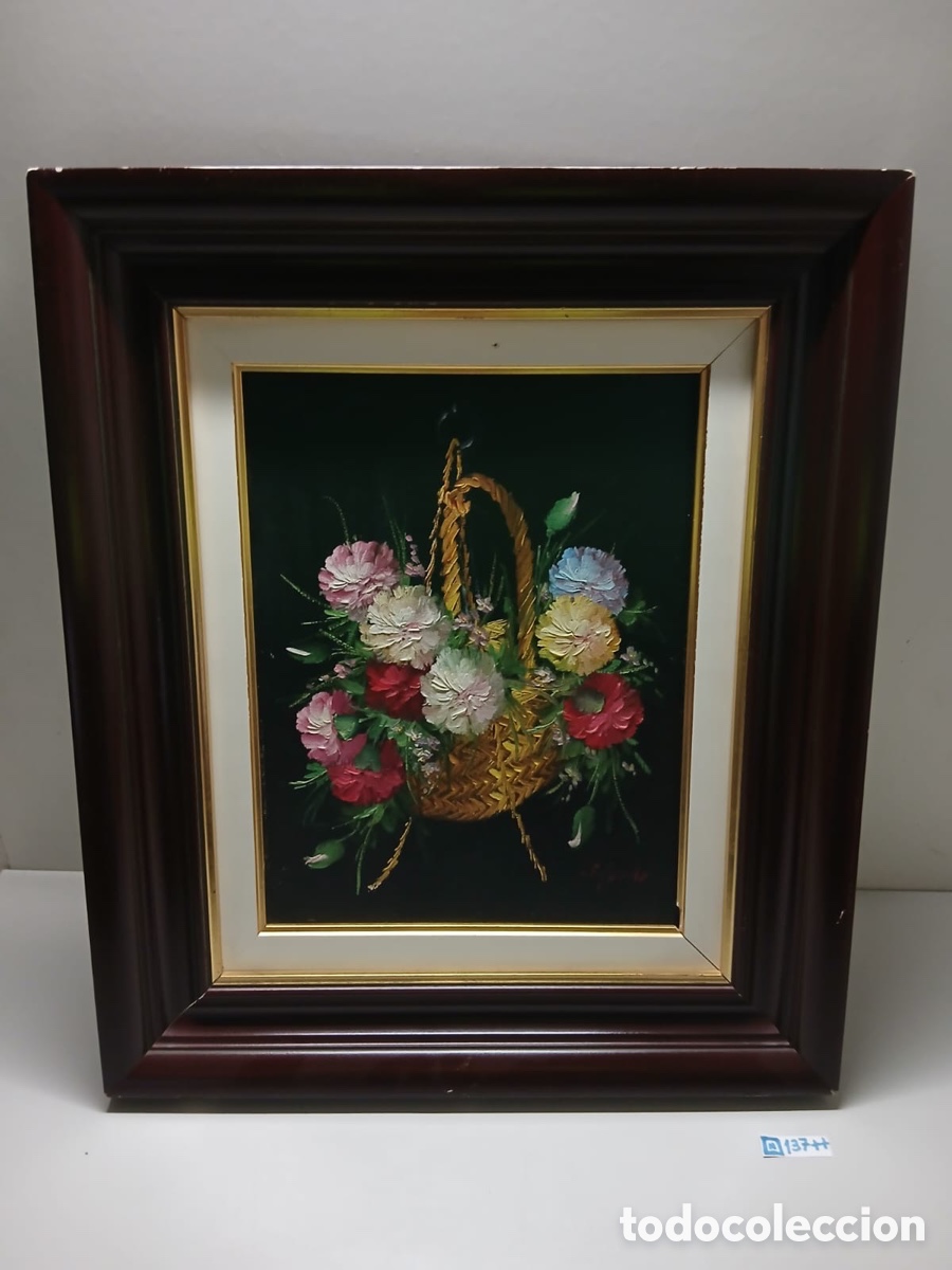 Arte: &Oacute;leo, bodeg&oacute;n de flores firmado - Foto 1
