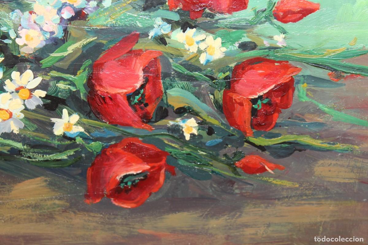Arte: &Oacute;leo sobre t&aacute;blex de Joan Blasco. Bodeg&oacute;n de amapolas rojas - Foto 2