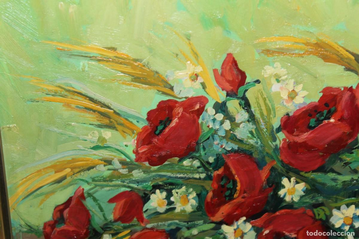 Arte: &Oacute;leo sobre t&aacute;blex de Joan Blasco. Bodeg&oacute;n de amapolas rojas - Foto 4