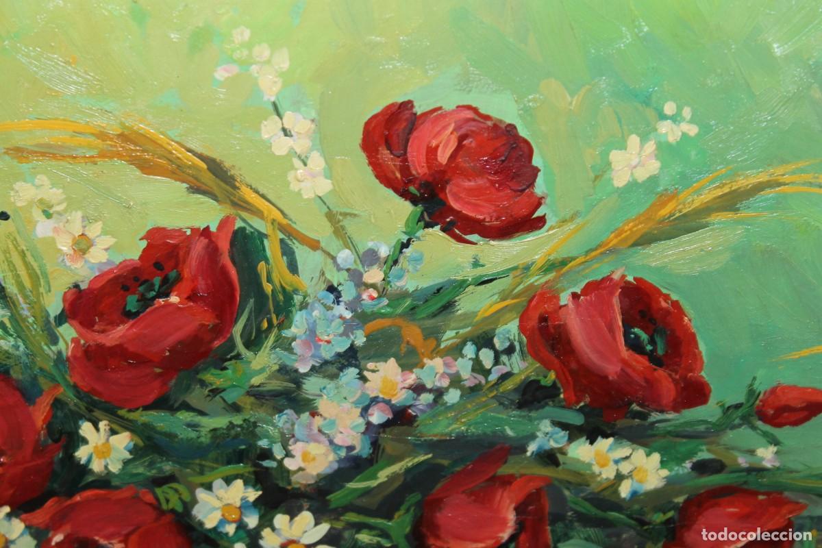 Arte: &Oacute;leo sobre t&aacute;blex de Joan Blasco. Bodeg&oacute;n de amapolas rojas - Foto 5