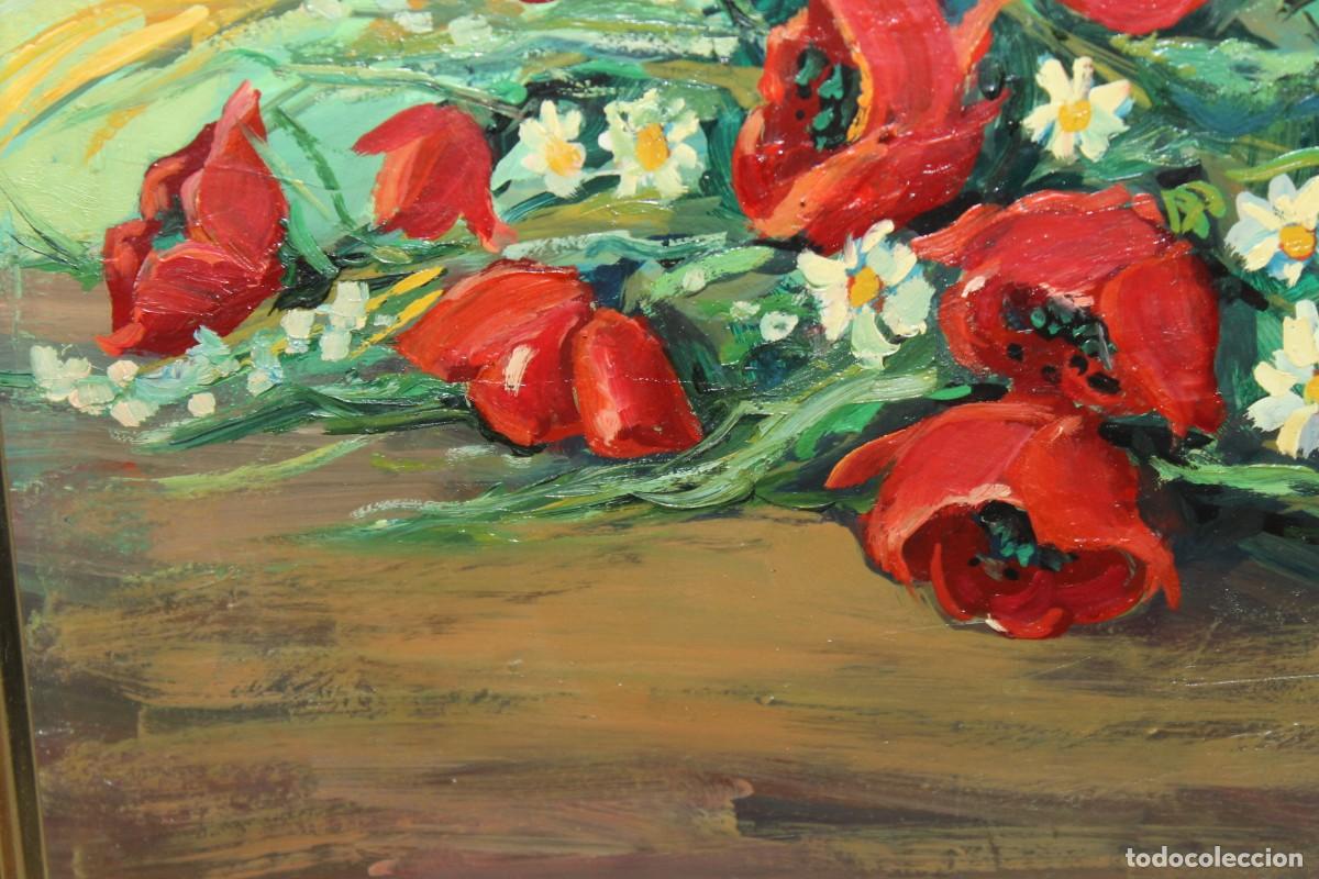 Arte: &Oacute;leo sobre t&aacute;blex de Joan Blasco. Bodeg&oacute;n de amapolas rojas - Foto 6