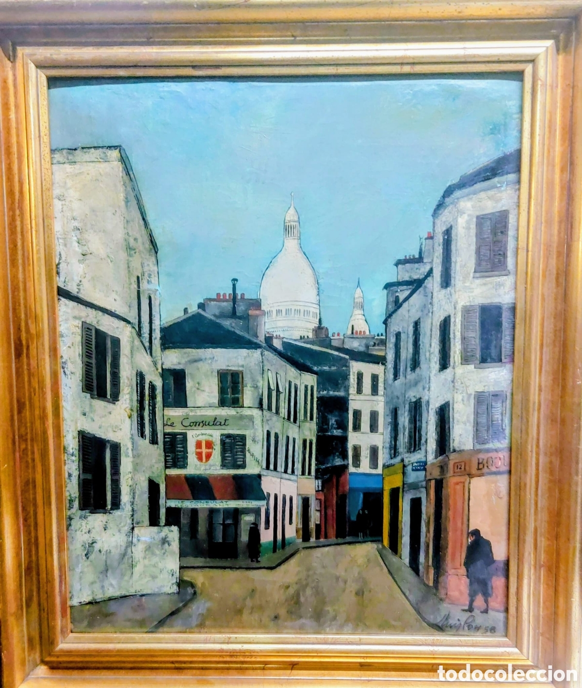 Kunst: LLUIS POU OLEO TELA 61X50 PARIS BARRIO DE MONTMARTE PRECIOSO