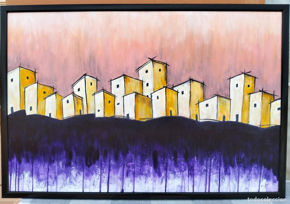 Arte: &rdquo;CASER&Iacute;O&rdquo; Acr&iacute;lico sobre madera 100x68cm con marco. - Foto 5