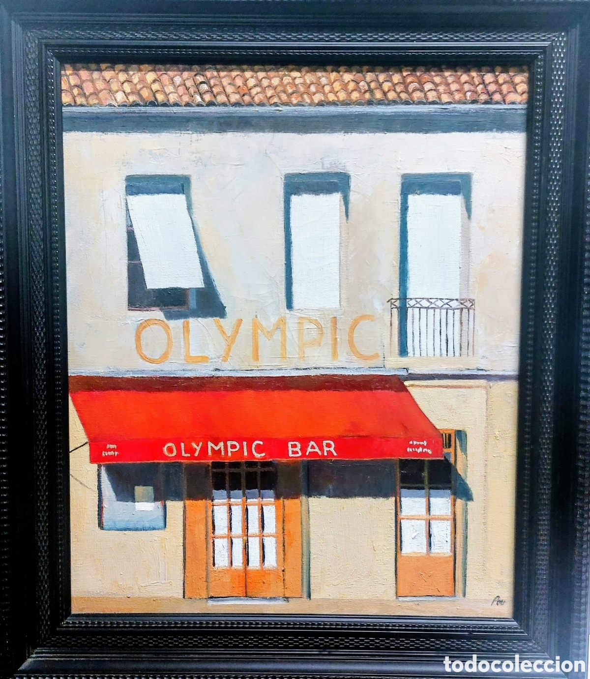 Kunst: LLUIS POU OLEO TELA 46X38 OLIMPIC BAR PERFECTO