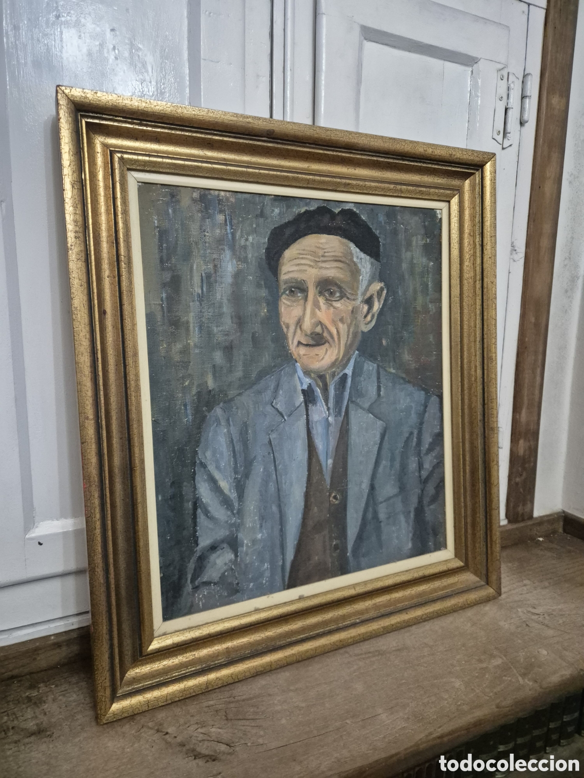 Arte: Cuadro antiguo con marco de madera - Foto 1