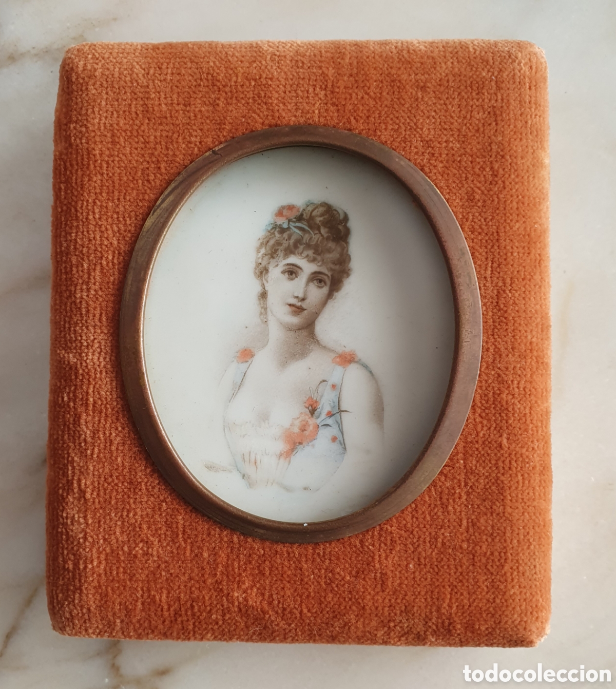 Arte: Miniatura pintada en opalina mujer - Foto 2